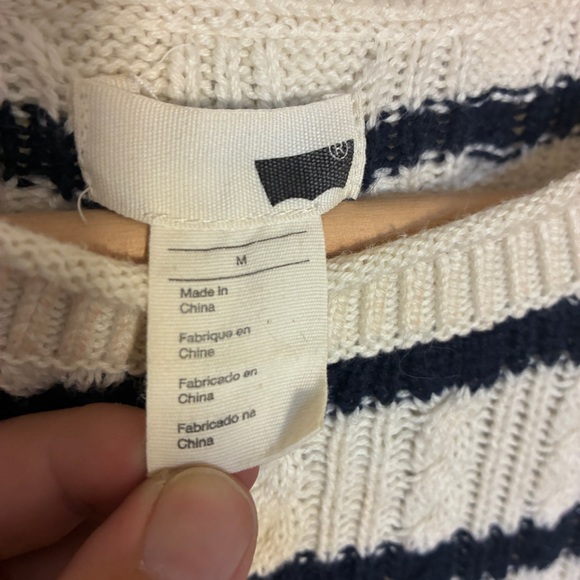 Levi’s Cream & Navy Striped Sweater Medium – Cotton Wool Blend - Picture 4 of 6